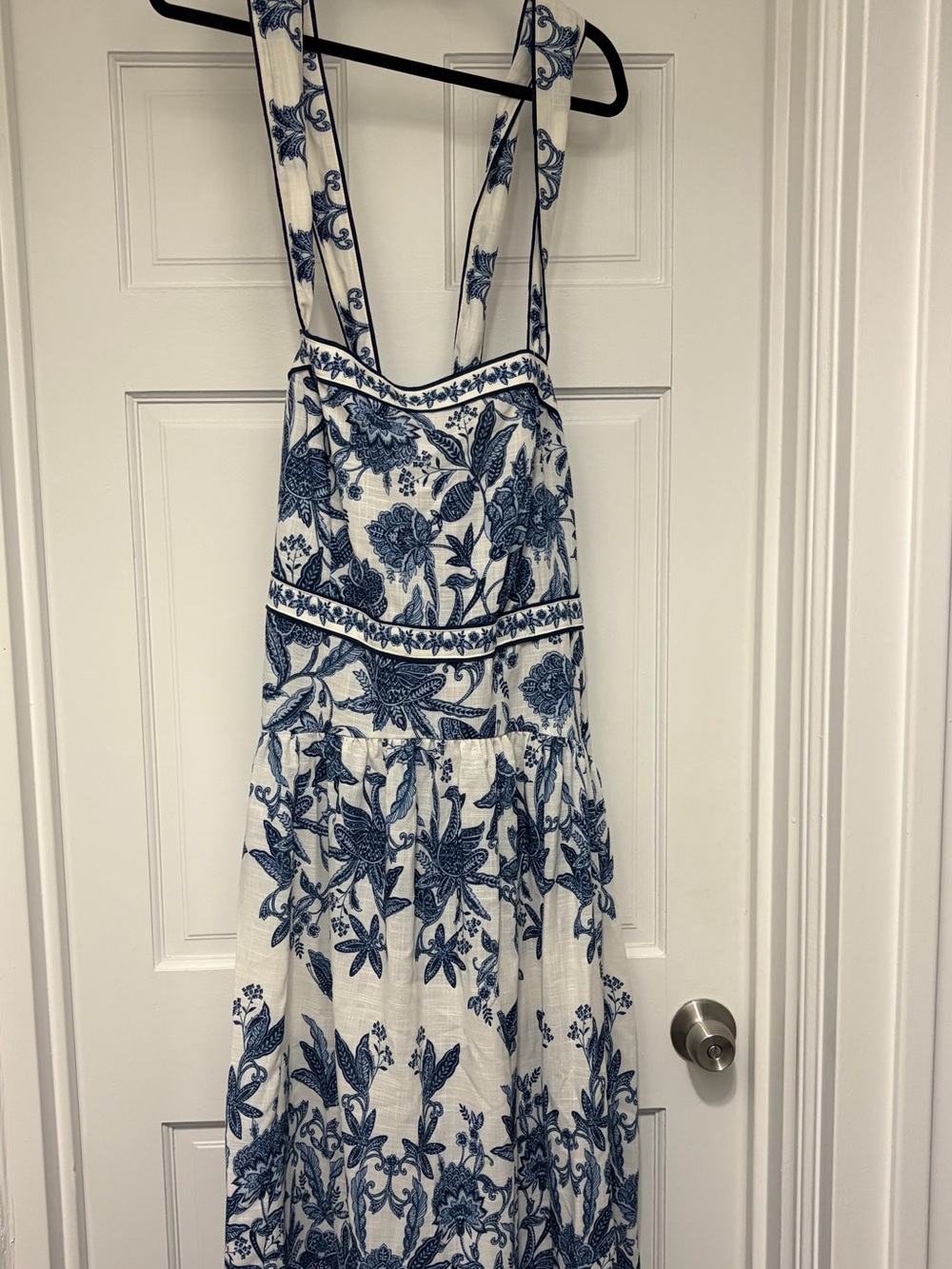 H&M White and Blue Floral Maxi Dress with Straps